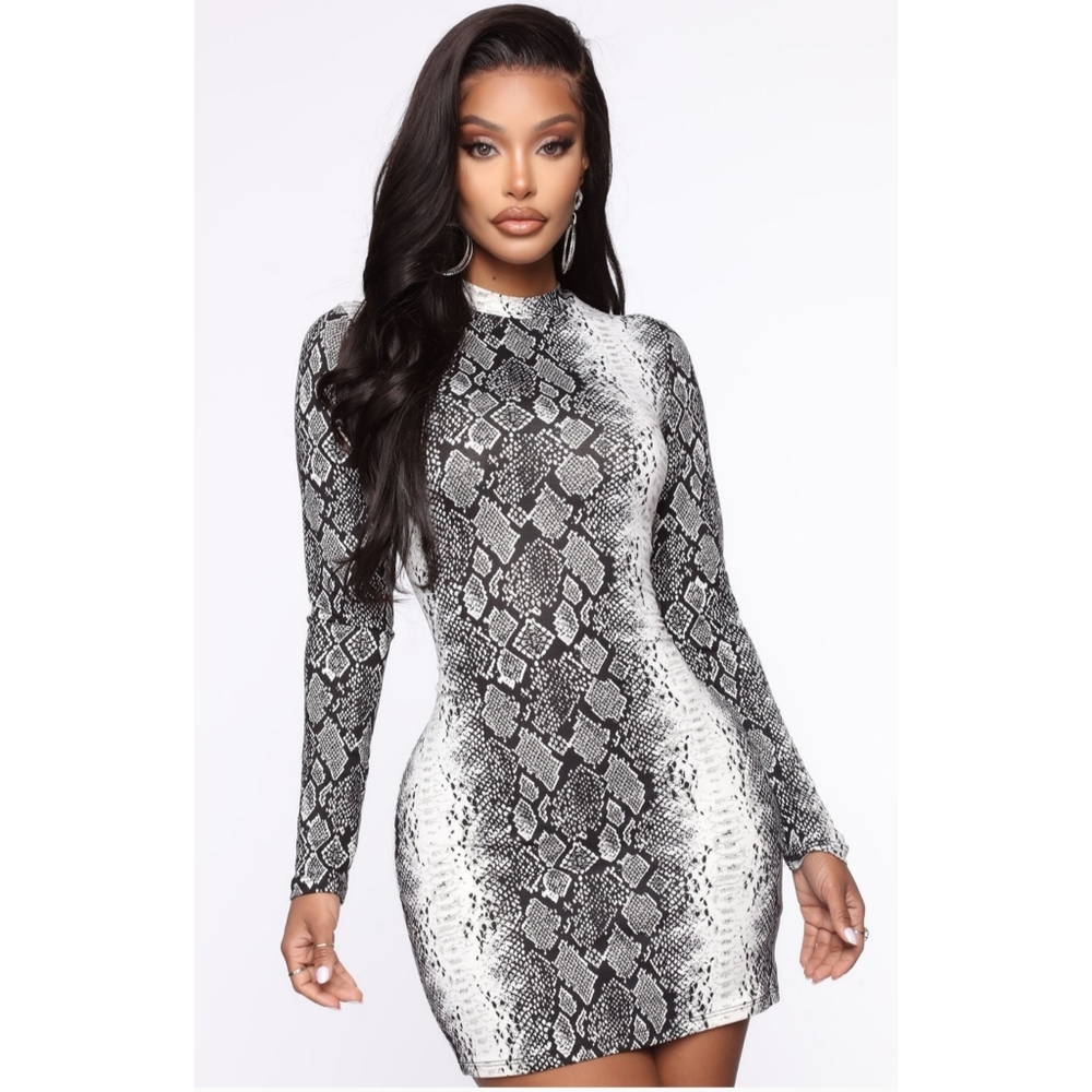 COPY - Strolling Around Town Snake Mini Dress
